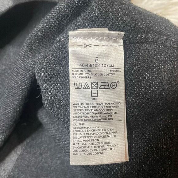 Banana Republic Sweater Mens Large Gray Luxury Blend Crew Neck Silk Cotton Cashm - Picture 5 of 8